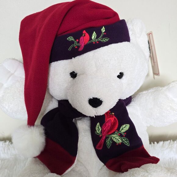 2005 Dan Dee Collector's Choice Teddy Bear Cardinal Bird Scarf & Hat Holiday - Picture 3 of 8